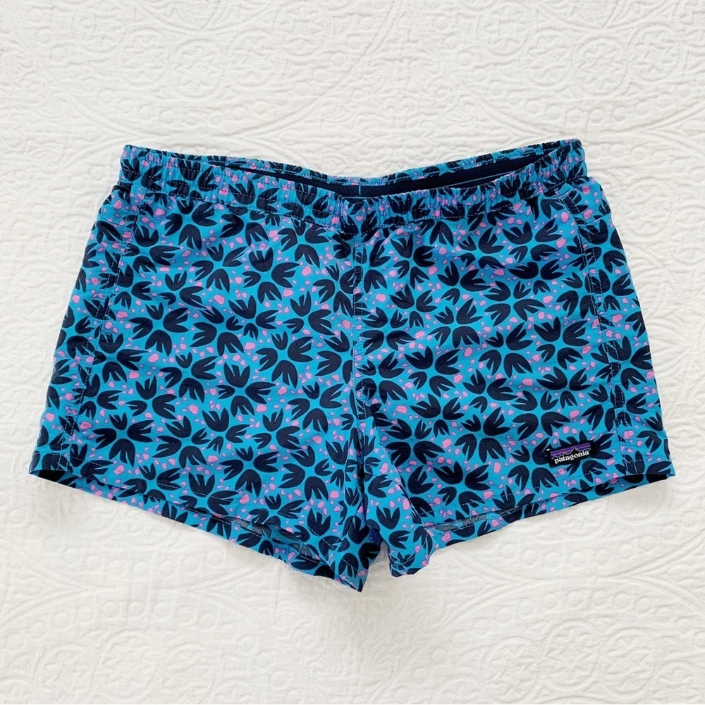 Patagonia Girls' Baggies Shorts (4" Inseam), Pollen Confetti Joya Blue